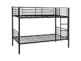 Lit superposé 1+1, modulable, métal noir résistant, design moderne et élégant, montage facile et rapide, idéal pour chambre d'enfant, chambre d'adolescent, chambre d'ami.