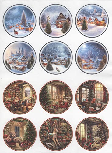Zita´s Creative Papel de arroz A4 Winter Tales Factory Rounds. Diseño de seda de paja, papel de paja, papel de decoupage
