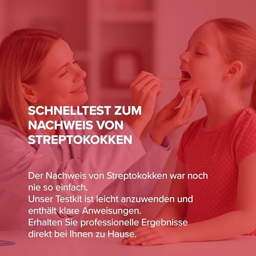 Streptokokken Schnelltest Strep A – 2 Stück | Halsabstrich Schnelltest Kinder & Erwachsene | Strep Test Zuhause | CE IVD