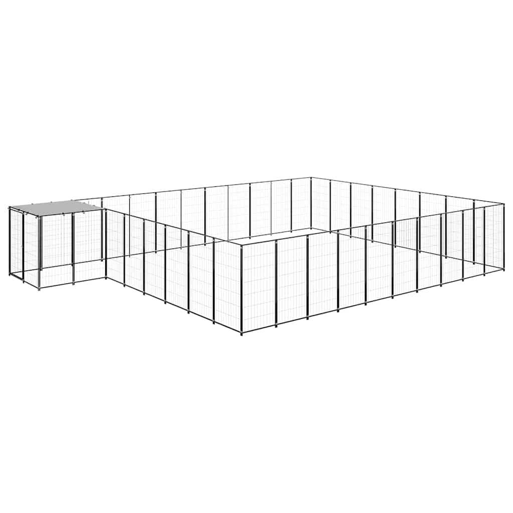 Freigehege für Hunde, Stahl, 25,41 m², Schwarz