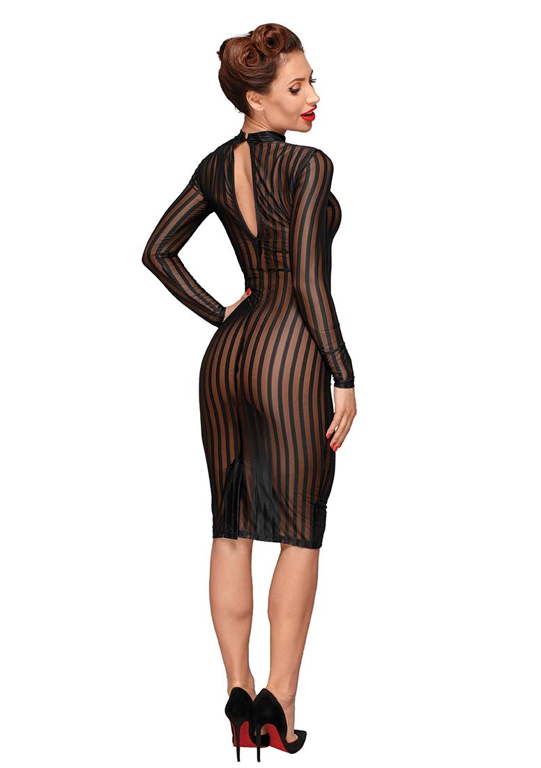 Schwarzes Handmade langes Kleid aus elastischem Tüll F182 – 3XL