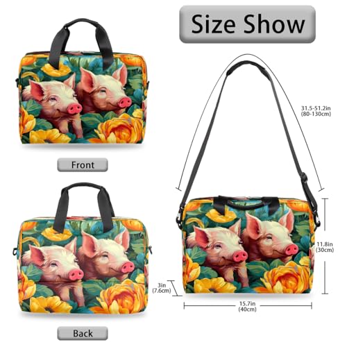 Maletín para laptop 16 pulgadas Watercolor Pig Flower miniatura 5