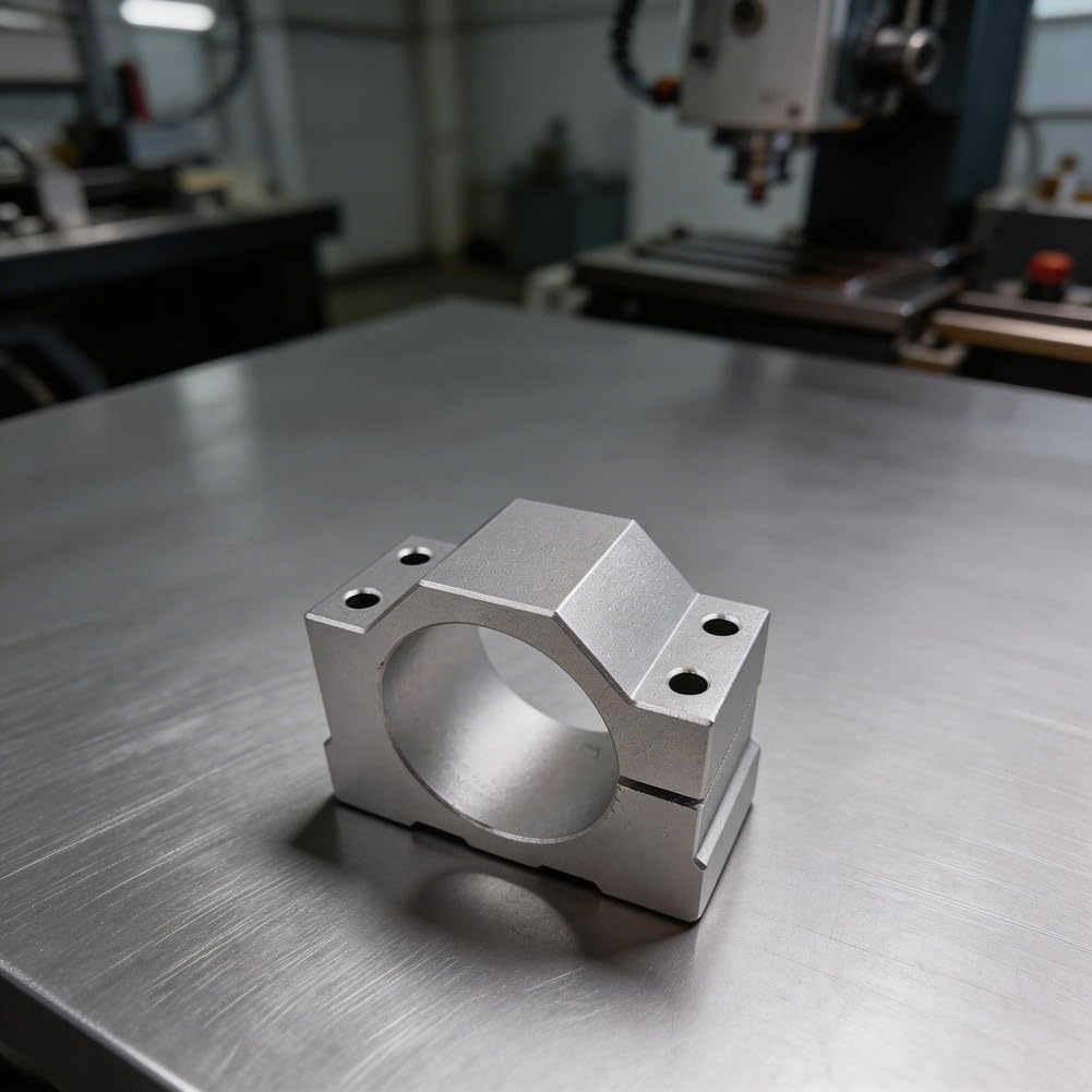 Base fissa in alluminio pressofuso per montaggio motore mandrino, anodizzata per staffa di fissaggio CNC con finitura sabbiata, argento 65 mm