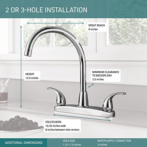 Peerless Tunbridge 2-Handle Kitchen Sink Faucet, Chrome P299568LF