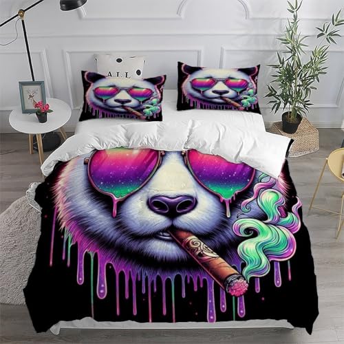 Parure de lit panda 3 pièces linge de lit microfibre 260x220cm - 6