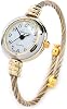 2Tone Gold Silver Cable Band Ladies Bangle Cuff Watch