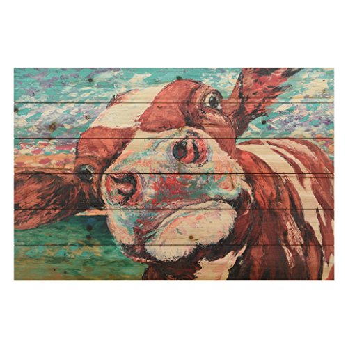 Empire Art Direct Curious Cow 1 Digital Print On Solid Wood Animal Wall Art Ready To Hang,24 In X 36 In X 1.5 In #TOP4