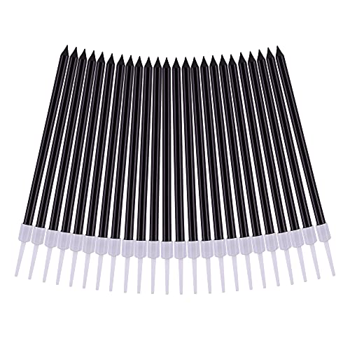 Image of PHD CAKE 36-Count Black Long Thin Metallic Birthday Candles, Cake Candles, Birthday Parties, Wedding Decorations, Party Candles, Cake Decorations