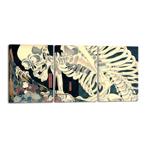 Wieco Art 3 Piece Witch and Skeleton Ukiyo-E by Utagawa...