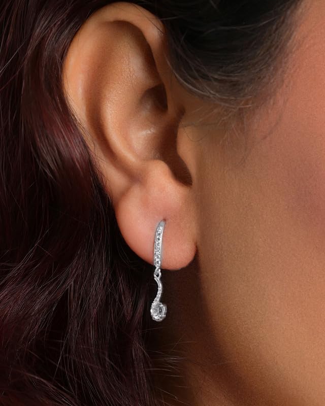 Image of CLARA 925 Sterling Silver Drop Earrings | Platinum Plated | Daily Wear |Gift for Women and Girls