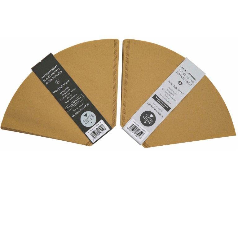 Size 6/No.6 /1x6 Coffee Filter Papers by COFFEE LUSSO, Cone Shaped, Unbleached, Eco Friendly (100), Brown - Image 2