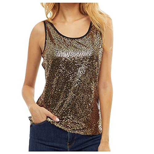 XBNEGBA Glitzer Oberteile Damen Ärmellos - Glitzer Pailletten Trägertop Festival Party Club Korsett Bustier BH Corsage Top Crop Top Damen Party...