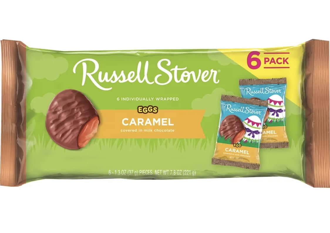 Russell Stover Chocolate Covered Caramel Eggs, 6