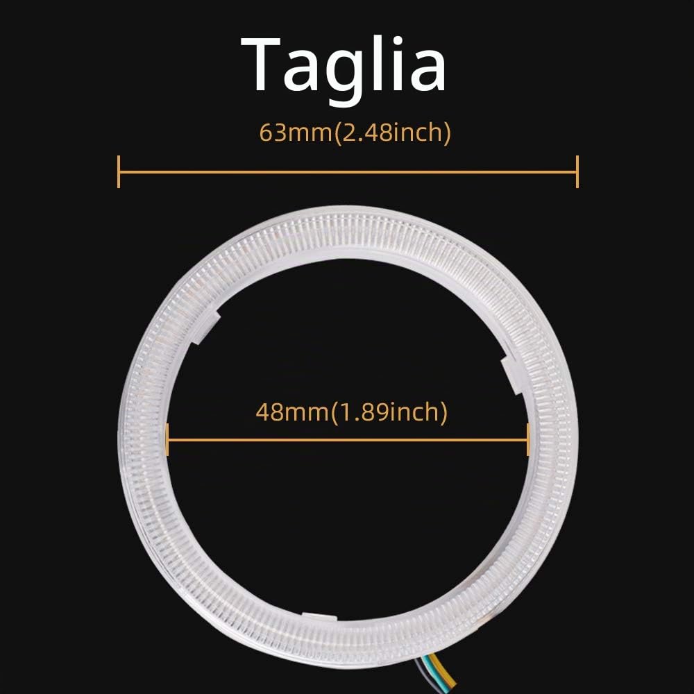 Anelli di luce multicolore RGB, LED Halo, COB 60SMD, controllo Bluetooth, per auto, Angel Eyes, luci diurne ad anello