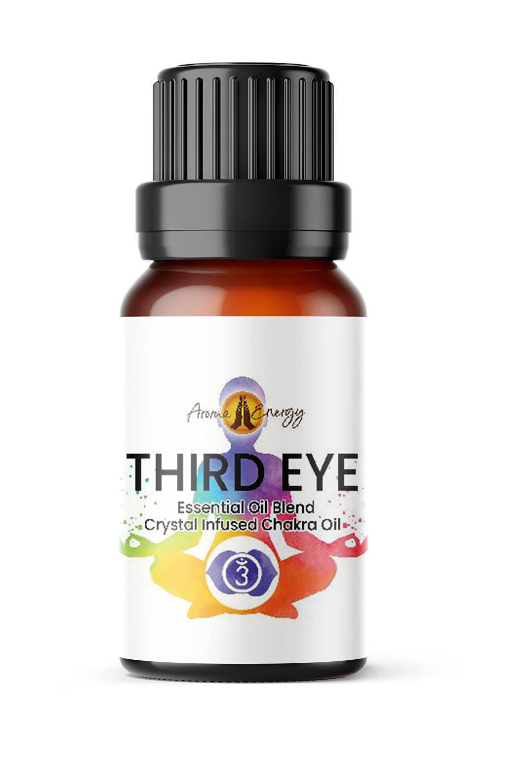 Third Eye Chakra Essential Oil Blend with Amethyst Crystal Chips, 10ml – Lavender, Lime, Frankincense - Aromatherapy Diffuser, Burner, Yoga, Meditation, Bracelets, Kundalini