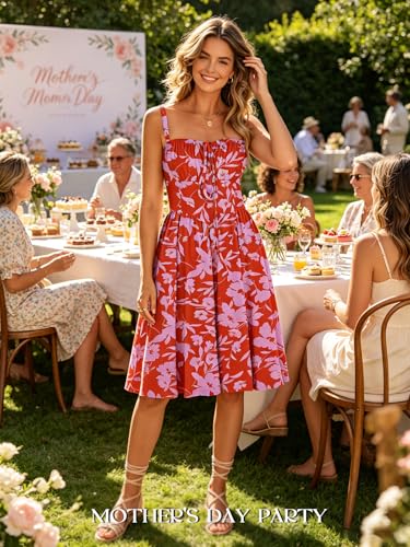 Image of YIOYOLA Womens Summer Mini Corset Casual Dresses Spaghetti Straps Lace Up Vacation Beach Sundress with Pockets 2026