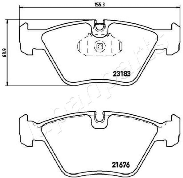 JAPANPARTS Juego de pastillas de freno Delantero PA-0112AF Juego de pastillas de freno Compatible con BMW 3 Sedán E46 3 Touring E46 3 Coupé E46 X3 E83 3 Cabrio E46
