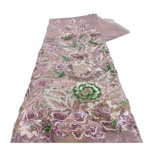Tissu à paillettes multicolores rose résistant pour éviter la perte de perles sur robe de mariée