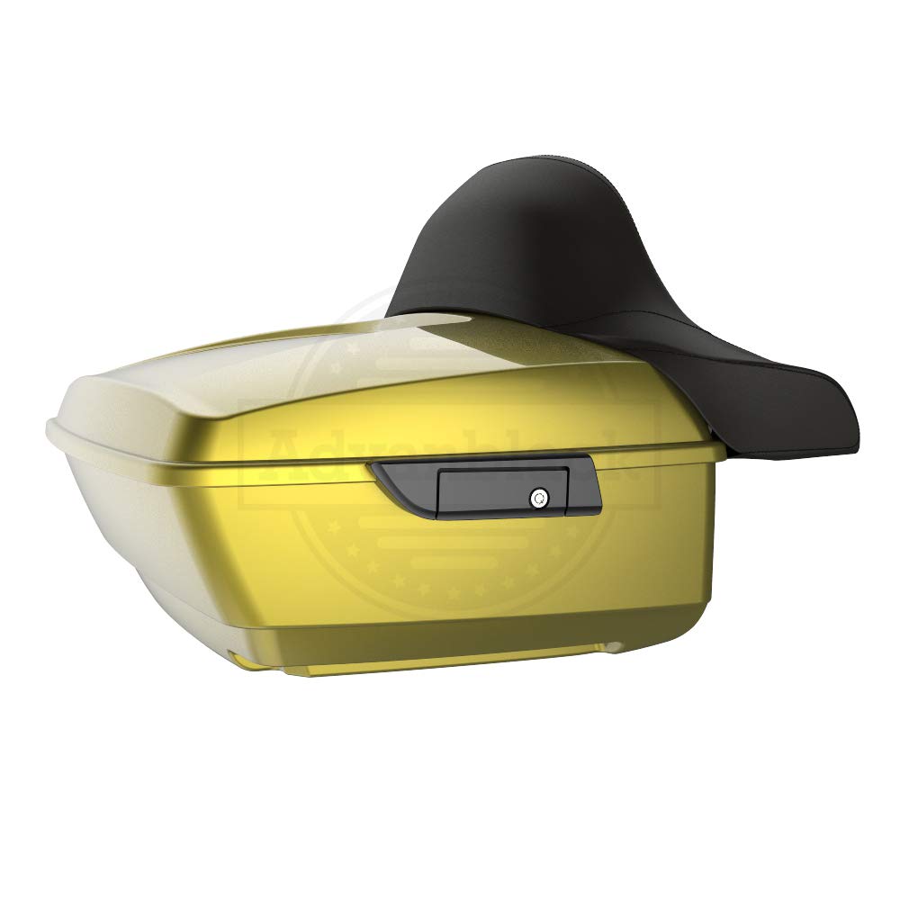Moto Onfire Eagle Eye Yellow King Tour Trunk Pack with Backrest Pad Fit for Harley Touring Street Glide Road King Road Glide Special 2014 15 16 17 18 19 20 21 22 2023