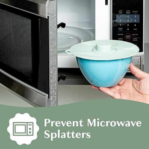 Goodful Universal Silicone Lids for Pots and Pans, Heat Safe, Reusable Suction Seal Covers for Bowls, Pots, Cups- Food Grade, Dishwasher Safe, 3 Piece, Gray, Green and Sage by Goodful - Image 4