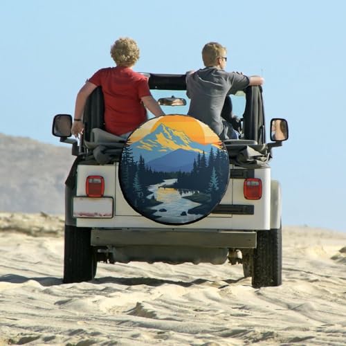Image of Camper Spare Tire Cover 18 Inch Mountain Adventure Universal Wheel Tire Cover Waterproof Dust-Proof Tire Protectors Camper Spare Tire Cover Mountain Forest for Camper Trailer Truck SUV Universal