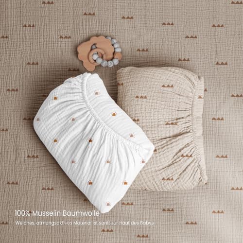 lulumoon Spannbettlaken 70x140 Musselin für Kinderbett: 100% Baumwolle – Ansicht 5