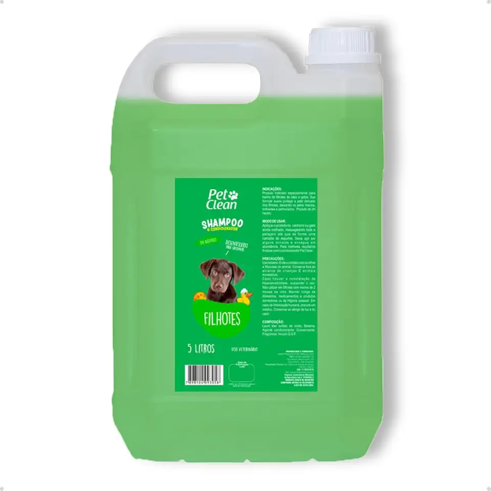 Shampoo e Condicionador Banho Pet Shop para Cachorro e Gato 5L Pet Clean Filhote