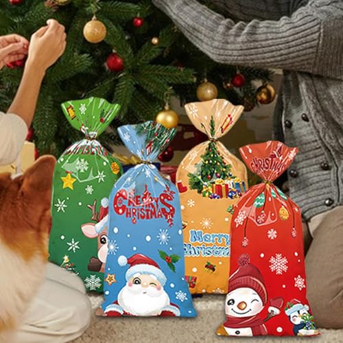Sacos de doces de Natal, Saco de brindes de Natal, Sacos de lanche para biscoitos de Natal para embr