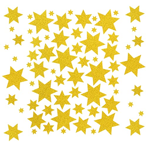 250pcs Pegatinas Estrella para Navidad con Purpurina Stickers Estrellas de Seis Puntas Portátil Equipaje Decoración Infantiles Regalo (dorado)