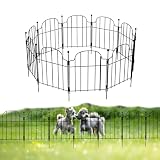 Paneles de valla de metal para jardín, paquete de 10 vallas temporales sin excavación con estacas de 43 cm de alto x 3,3 m de largo, valla de metal resistente al óxido para césped, parterres y