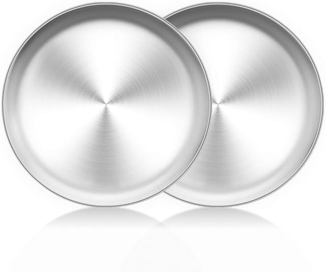 HaWare Pizza Baking Tray Round Set of 2, Stainless Steel Baking Sheet 10 inch Pizza Pan Trays for Oven Baking, Non Toxic & Healthy, Heavy Duty & Dishwasher Safe