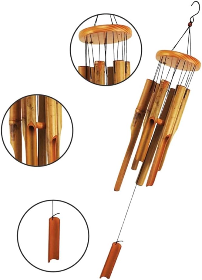 TopHomer Classic Bamboo Wind Chimes Natural Decor Music Soothing Wind Bell Hanger Wind Chime Tubes Home Outdoor Decor Gift for Friends and Families(Light Color)