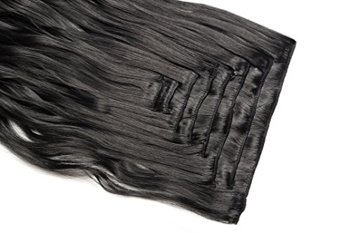 2018 FASHION 17-24 Inch 8Pcs 18Clips Full Head Clip in Hair Extensions Long Curly Synthetic Hair Extensions Hairpieces for Women 2-5 Days Delivery (Dark Black)