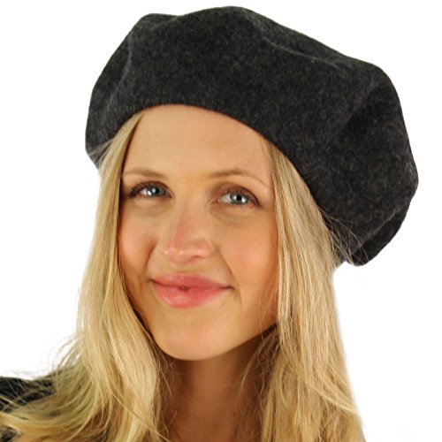 Classic Winter 100% Wool Warm French Art Basque Beret Tam Beanie Hat Cap Charcoal - Thumbnail 4