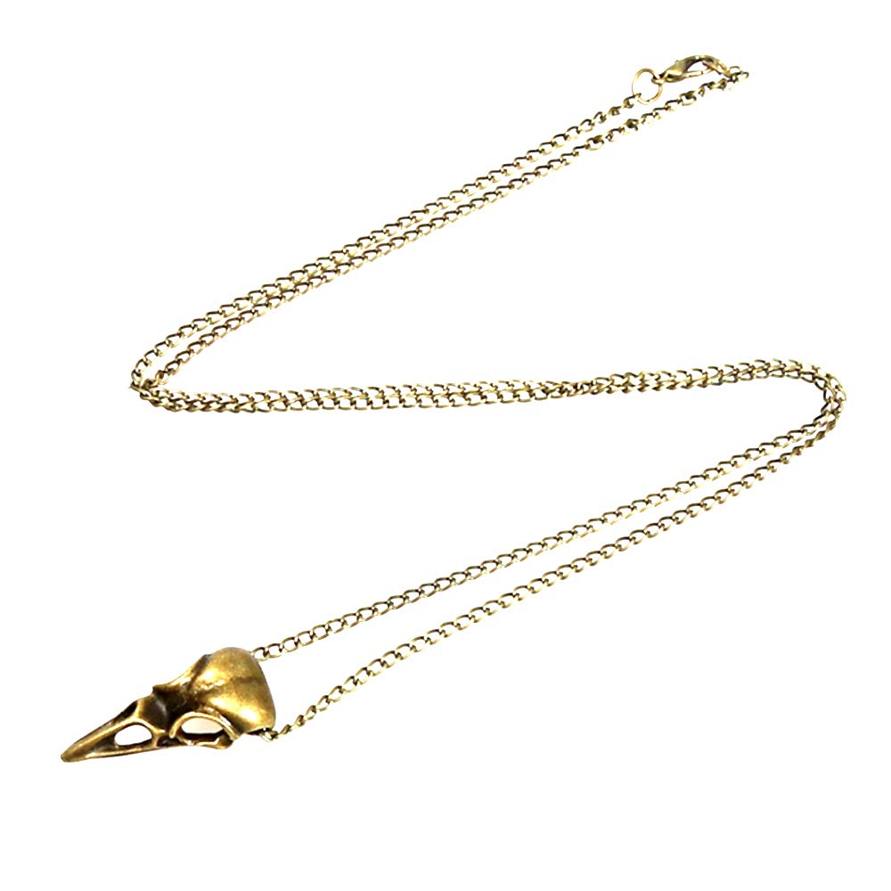 HSQYJVintage Antiqued Raven Bird Skull Necklaces Crow Pendant Charms Statement Necklaces Punk Jewelry for Women Men Teens