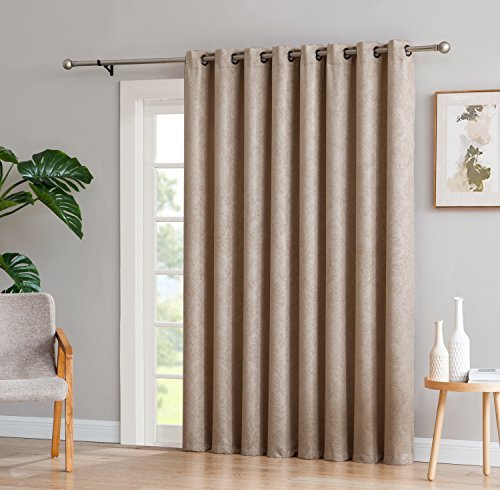 LinenZoneDamask Taupe Brown Extra Wide Curtain Panels - Used As Curtains for Patio Doors or Room Dividers. (Evelyn 102 x 96 Taupe)