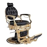 Retro Barber Chair Heavy Duty Professional Salon Chair Reclining, Hydraulic All Purpose Hairdressing Chair for Hair Stylist, Barbershop Beauty Spa Shampoo Equipment, Gold&Black