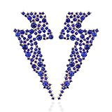 Met-edianger Blue Rhinestone Statement Earrings Flash Costume Earrings Crystal Lightning Bolt Drop Dangle Earrings for Women