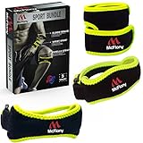 Tennis Elbow Brace & Patella Strap & Wrist Wrap by Mc Flony - Elbow Support, Knee Support & Pain Relief with Compression Pad for Tennis & Golfer's Elbow Black & Green, Unisex,All Sizes,Set of 3