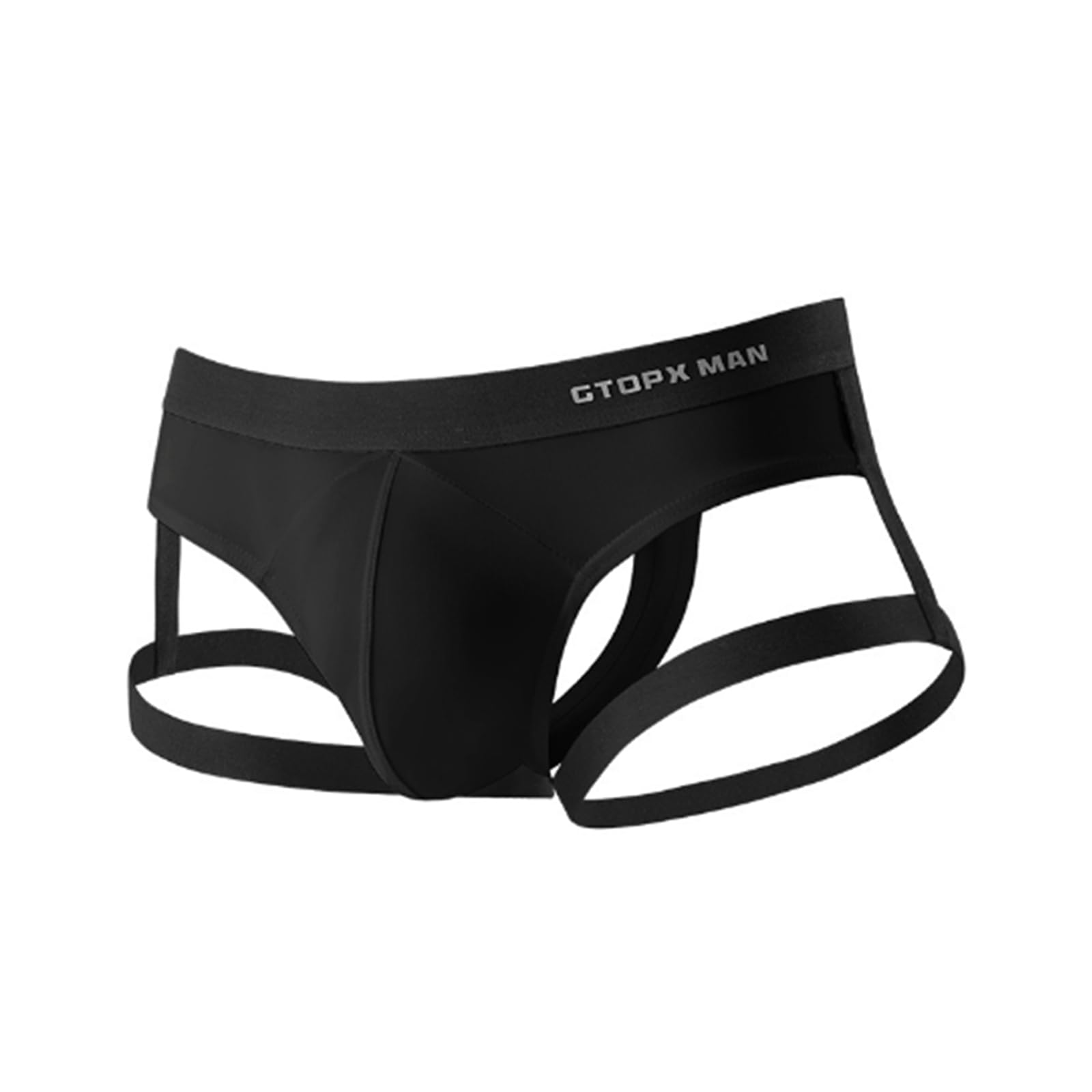Evankin Men's Sexy Jock Strap Personalized Thong Underwear Ice Silk Strap Men U Convex Bag Fun Brief Underwear - Medium - Black