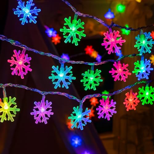 Gesto Serial String Lights - 14 LED Snow Flake, 10 Feet Multicolo...