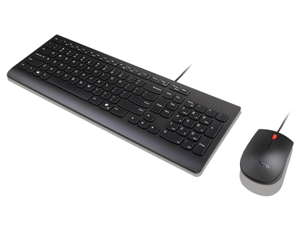 Lenovo Essential Wired Combo - ensemble clavier et souris - QWERTY - US avec le symbole de l'euro...