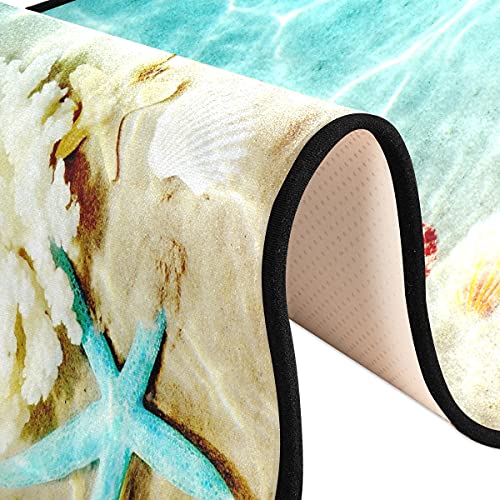 Beach Seashell Starfish Kitchen Rugs Non-Slip Soft Doormats Bath Carpet Floor Runner Area Rugs For Home Dining Living Room Bedroom 72" X 24" #TOP6