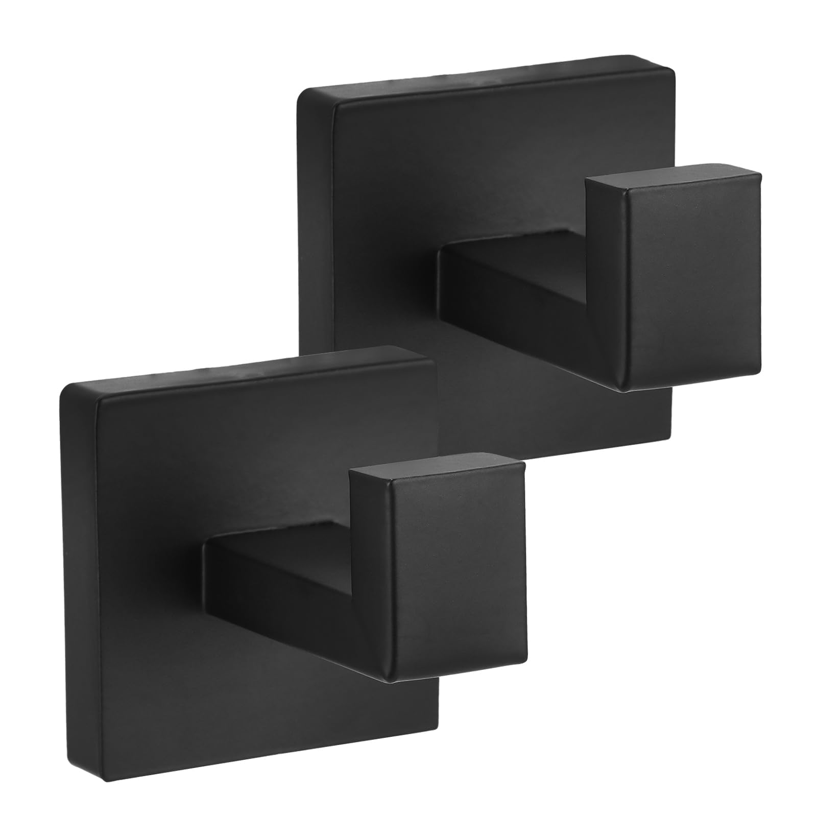 Square Black Door Hook, SUS 304 Stainless Steel Bathroom Towel Hooks with Screw, Wall Mounted Square Robe Hook Heavy Duty Door Hanger for Home Kitchen Hotel