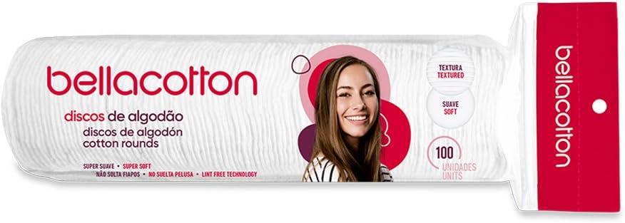 Bellacotton Premium Cotton Rounds, White, 1800 Count (18 Packs of 100)