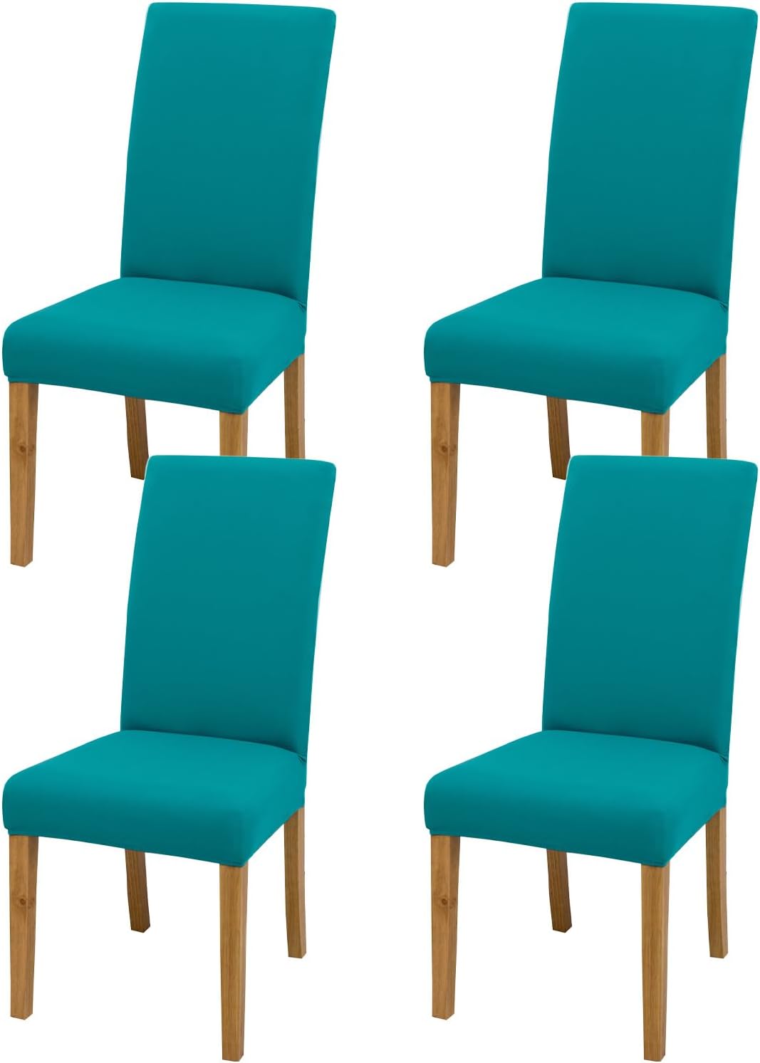 Stretch Chair Covers Set of 6 for Dining Room, 6 Pack Washable Kitchen Chair Protector for Party Wedding, Dark Green