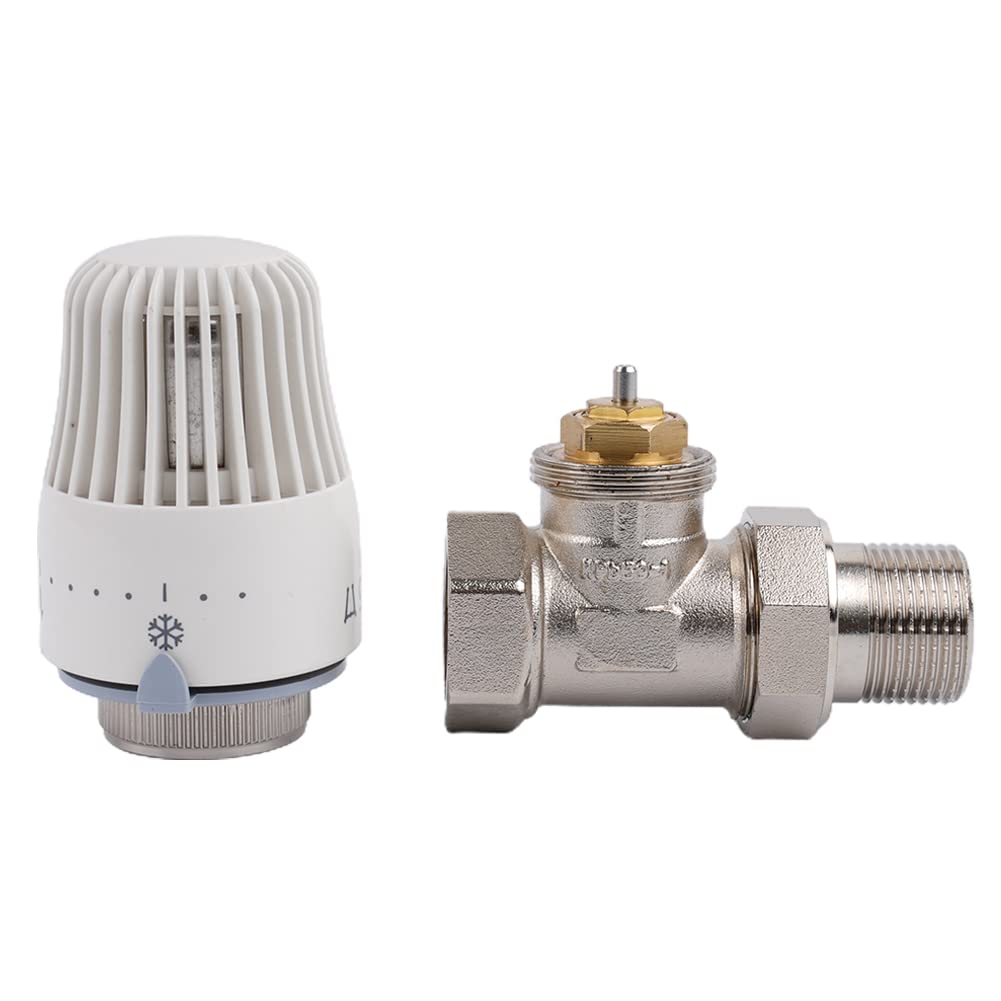 Valvola Termostatica di Miscelazione 3/4 Pollici per Termosifone e Riscaldamento a Pavimento - Testa Termostatica con Limitatore di Temperatura (2 Pezzi)