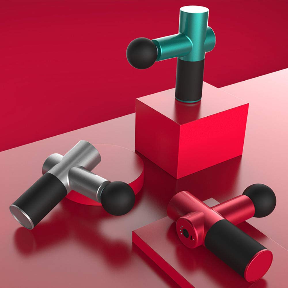 Pistola massaggiante per Atleti, Sollievo dal Dolore, Relax, Mini massaggiatore Portatile per la Fascia Muscolare, massaggiatore Elettrico Silenzioso - Rosso, Motore brushless