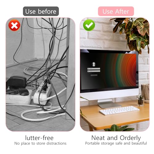 Molain Herbruikbare kabelbinders, 20 stuks verstelbare siliconen kabelriemen, draadorganizer voor oplaadkabels, oortelefoon, computer, bureau, kabelbeheer, reisaccessoires (geel+roze+paars+groen) - Afbeelding 3