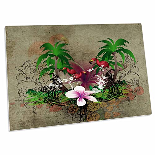 3dRose Tropical Design con Flores y Flamenco - Pad para Escritorio